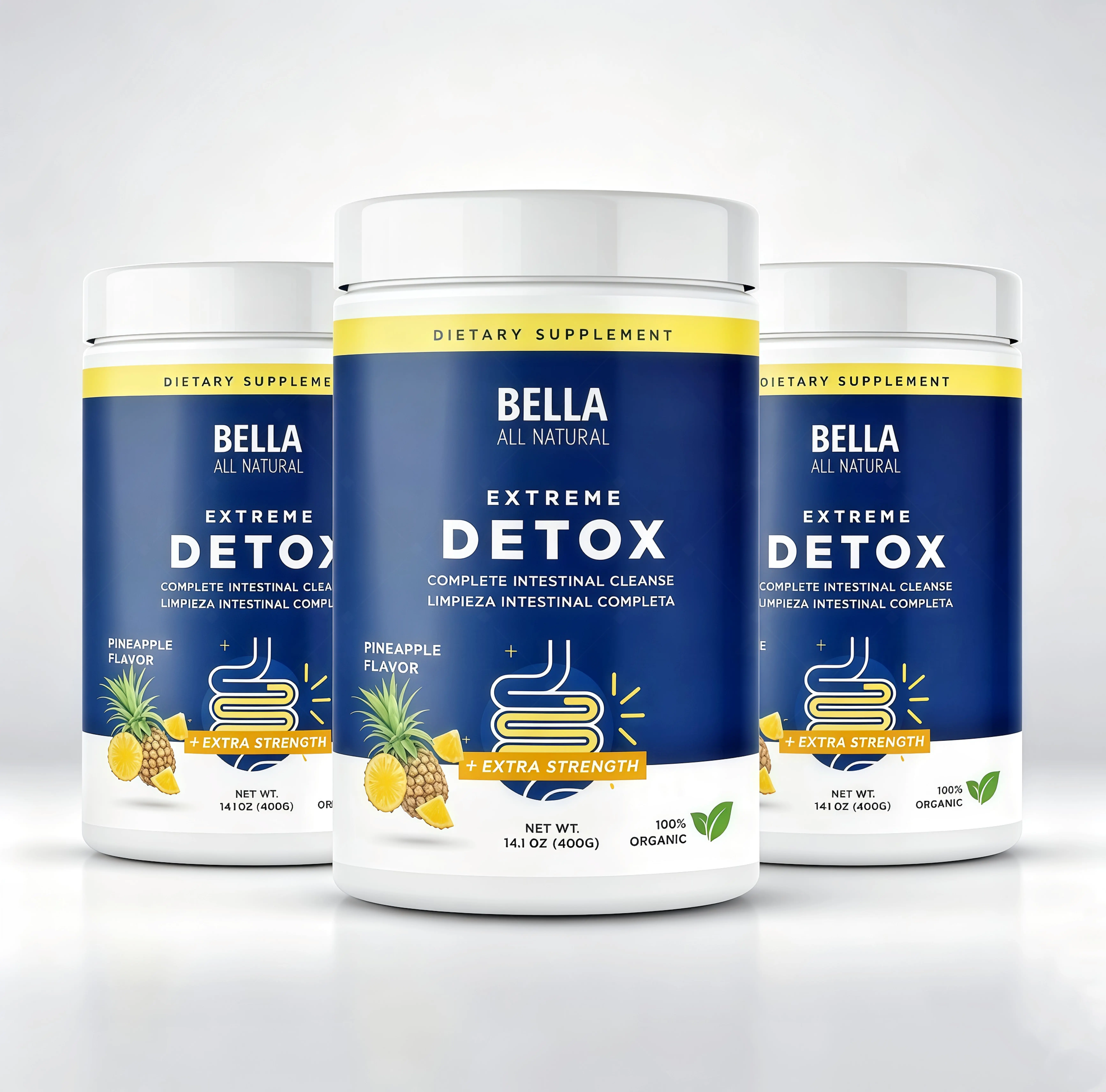 3 Piece Bella All Natural Extreme Detox Powder PI (Pineapple)