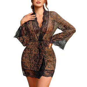 Avidlove Women Lace Kimono Robe  Lingerie Mesh Chemise Nightgown Cover Up