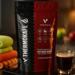 VitalHealth Thermokafe Cafe Negro Gourmet Supplement with Caffeine Carnitine & Cadaverine 150g Net Content