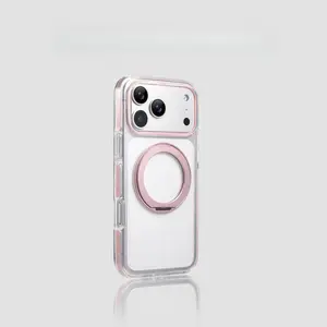 Multi‑Color Clear Magnetic Phone Case with 360° Rotatable Ring Stand, Shockproof Protective Cover for iPhone 12/12 Pro/12 Pro Max/13/13 Pro/13 Pro Max/14 Plus/15 Plus/14 Pro/14 Pro Max/15/15 Pro/15 Pro Max/16/16 Plus/16 Pro/16 Pro Max/17/17 Air/17 Pro/17