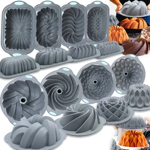 8pcs Silicone Fluted Cake Pans Tube Baking Pan Non-BPA Essential Bakeware for Homemade Cake Bread and Jello Heat Resistant Food Grade Material