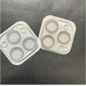 Tempered Glass Camera Lens Protector For IPhone 16 17 Pro Max 13 Mini Shinning Glitter Bling Rhinstone Full Cover Film