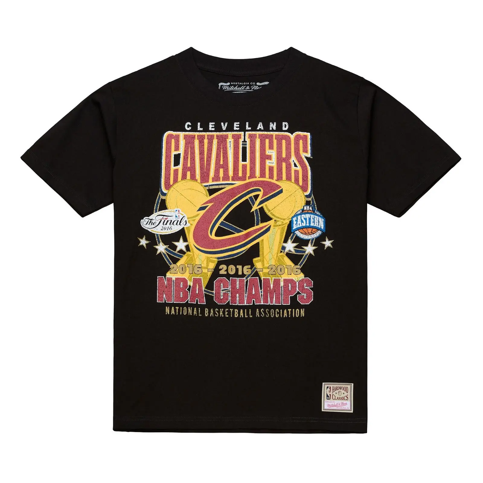 Cleveland Cavaliers Black Chasing Victory Heritage T-Shirt NBA Throwback Tee Graphic Vintage Fan Gear Mitchell & Ness