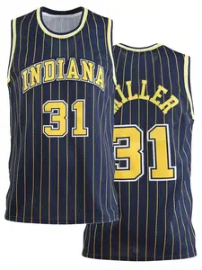 Atonmore Men's Basketball Jersey - No.31, Blue, Embroidered & Stitched Basketball Top, Sleeveless Tank Top