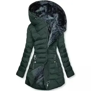 Winter Coat,  Zipper Cotton Coat, Hooded Jacket, Thick fit t-shirt fashion button solid= Basic Minimalist  jacket  Long Sleeve fur jacket solid zip-up pocket jacket casual Womenswear fearless  cardigan casual coat Outerwear Tops B