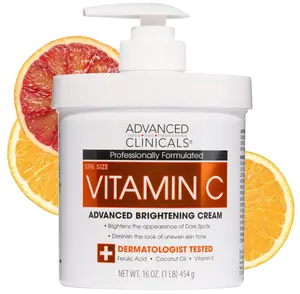 Advanced Clinicals Vitamin C Cream Visibly Brightening Body Lotion | Vitamin C Moisturizer Skin Care Body Cream For Women & Men Helps Visibly Improve Look Of Dark Spots & Uneven Skin Tone, 16 Ounce