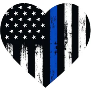 Thin Blue Line American Flag Heart Shaped Car Sticker, Waterproof PVC Vinyl Decal for Car Windows, Bumpers, Laptops, Motorbike Fuel Tanks, Sticker for Cars, Car Decals