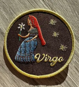 Virgo Earth Sign Astrological Horoscope Symbol Embroidered Patch Iron on 3.5