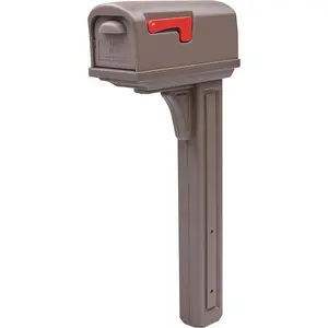 Classic Plastic Mailbox and Post Kit, GCL100MAM, Mocha