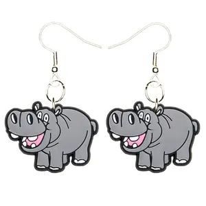 Hippo Earrings Hypoallergenic Silver Plated Fishhooks Yazzle Dazzle