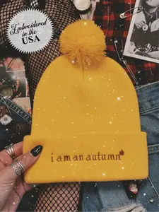 i am an autumn ~ Pom-Pom Beanie Stitched in the USA