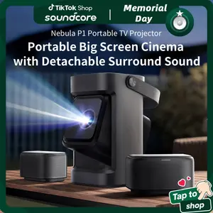 Nebula P1 Portable GTV Projector with Detachable Speakers, 650 ANSI Lumens, 1080P, 20W Truly 2.0 Surround Sound, Dolby Audio, Built-In Gimbal, Auto Adjustment, 180" Big Screen, Carry Handle outdoorfun