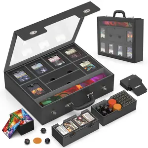 Kabinka MTG Commander Deck Box, Modular 9-in-1 TCG Card Storage Box with Dice Tray & Sideboard Box, 6-Deck Capacity Card Case, Includes 6 Magnetic Card Holders/100CT Card Sleeves/Playmat