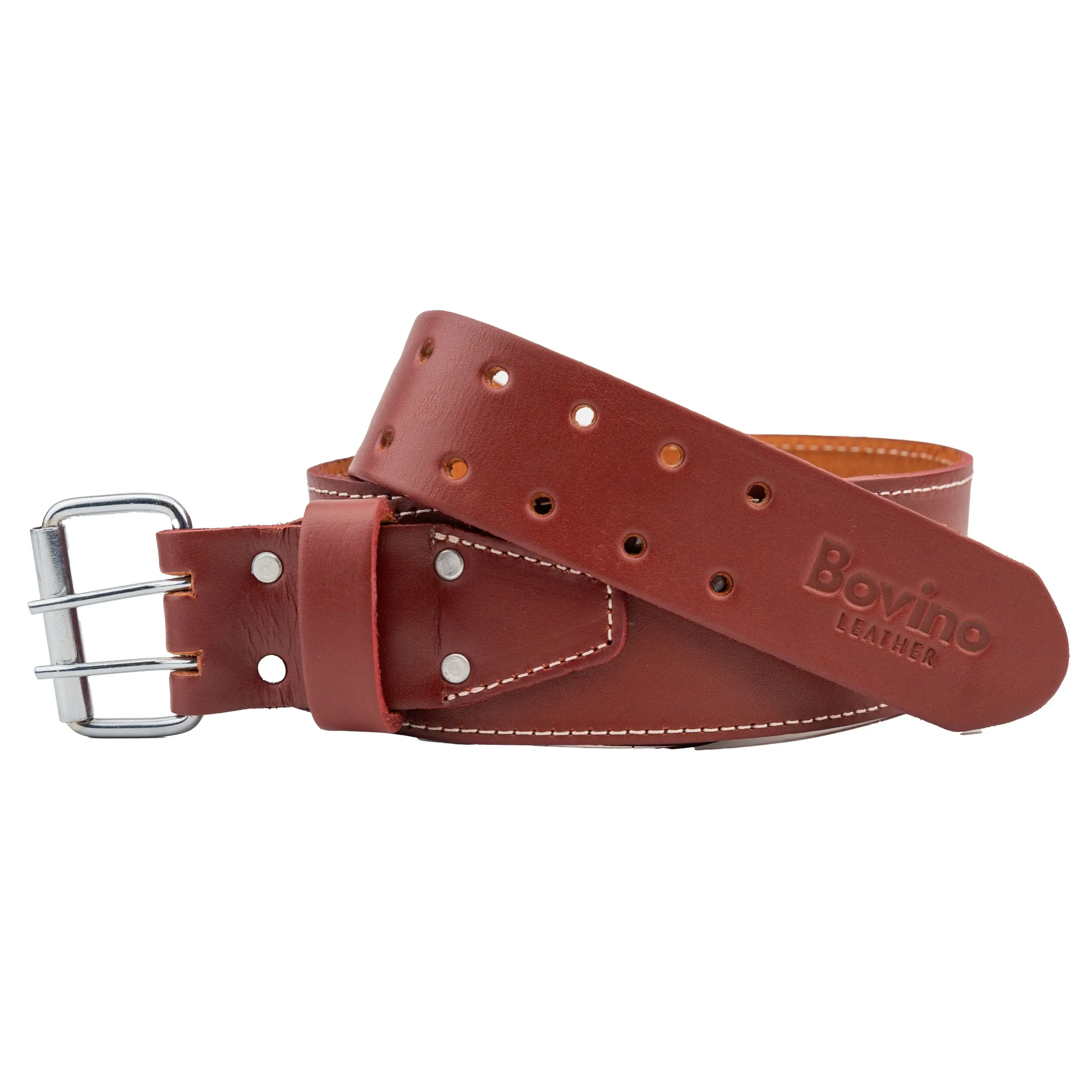 BOVINO LEATHER Oil Tanned Leather Tool Belt | Heavy Duty 3 Inch Full-Grain Buffalo Leather Work Belt | Adjustable 32–42 Inch | Carpenter, Framer & Construction Belt