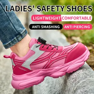 Women's Steel Head Safety Shoes, EVA Sole - Heavy Duty Work Shoes, Breathable Round Head Low Top Design for All Industrial, Sports and Construction Scenes - Women's Shoes
