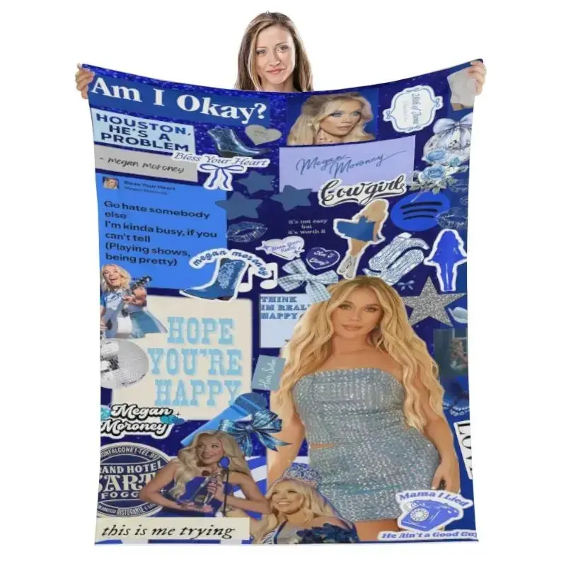 Retro Country Music Artist Collage Graphic Flannel Throw Blanket, Ultra Soft All-Season Cozy Cover for Bedroom, Dorm, Sofa & Travel, Practical Daily Lounge Textile, Ideal Holiday & Back To School Gift for Music Enthusiasts