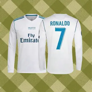 1718 Home Long Sleeve Football Jersey White Retro No. 7 Ronaldo