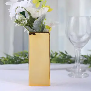 Ceramic Letter "I" Vase Shiny Gold Plated 6" - Stylish Bud Planter Pot for Table Centerpieces