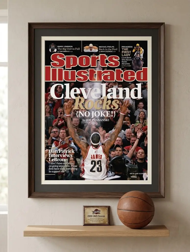 LeBron James Poster, Sports Illustrated Cover Print, Cleveland Cavaliers Wall Art, Framed Sports Decor, Man Cave Art, Basketball Fan Gift