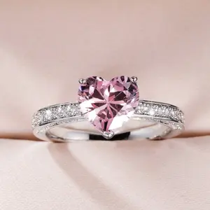 Heart-Shaped Gemstone Ring for Women – Romantic Gift for Engagement & Valentine’s