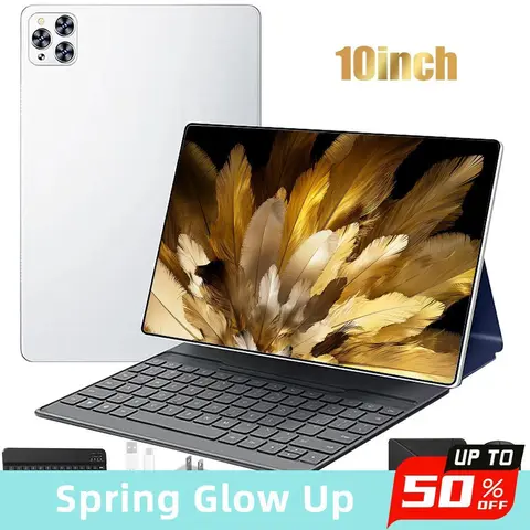 KEPEAK 10.1-in Electronic Android 15 Tablet (4GB RAM+64GB Storage, Dual SIM, SD Card Compatible), 1280x800 IPS Screen, 5000mAh Battery, 5MP+13MP Rear Camera, Bluetooth, USB-C Cable, Adapter, Keyboard, Mouse, Stylus, Case for Office/Entertainment Use