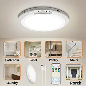 USB Powered 7 inch Rechargeable Motion Sensor LED Ceiling Light with Remote, 3 Lighting Adjustable Magnetic Wireless Lamp Dimmable Indoor Lighting Lights for Living Room Bedroom Kitchen Bathroom Closet Shower Stairs Shed Pantry Hallway Porch Patio