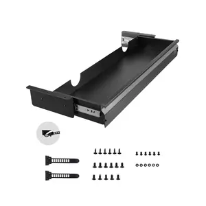 VEVOR 33" Wide Under Desk Drawer Slide Out, Under Desk Mounted Pull-out Drawer Attachment, Hidden Desktop Storage Organizer, Under Table Pencil Drawer for office Home Sit Stand Workstation, 33x9x4 in