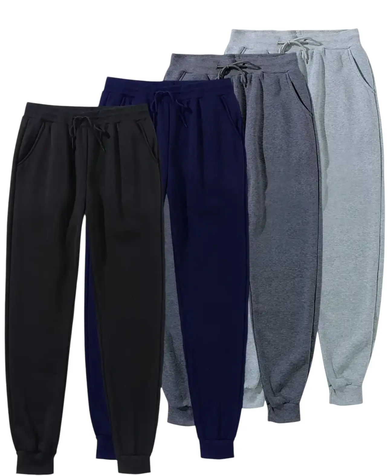 Men's 4 Pack Joggers Ultra Soft Fleece Sweatpants Everyday Comfort Style Sizes S-2XL Black Navy Grey Sporty Comfy Breathable