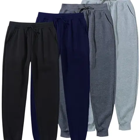 Men's 4 Pack Joggers Ultra Soft Fleece Sweatpants Everyday Comfort Style Sizes S-2XL Black Navy Grey Sporty Comfy Breathable