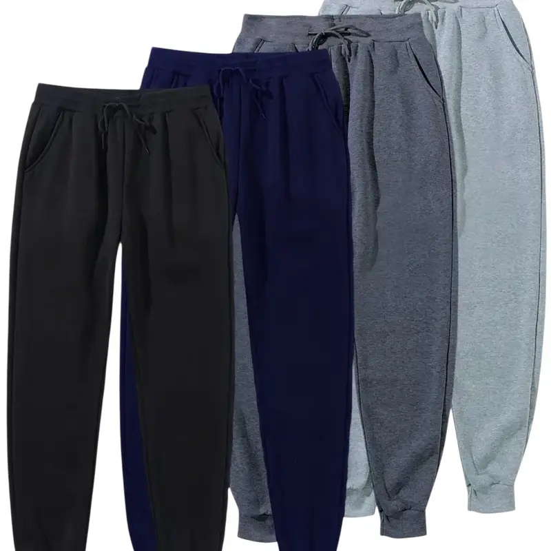 Men's 4 Pack Joggers Ultra Soft Fleece Sweatpants Everyday Comfort Style Sizes S-2XL Black Navy Grey Sporty Comfy Breathable