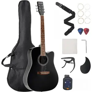 VEVOR 41 in Cutway Acoustic Guitar, 6-String, Sunburst Solid Spruce Top Guitar, Beginner Bundle with Gig Bag, Tuner, Strap, Steel Strings, Picks, Capo, Rosewood Fingerboard, for Fingerstyle Solo JazzVEVOR Super Brand Day
