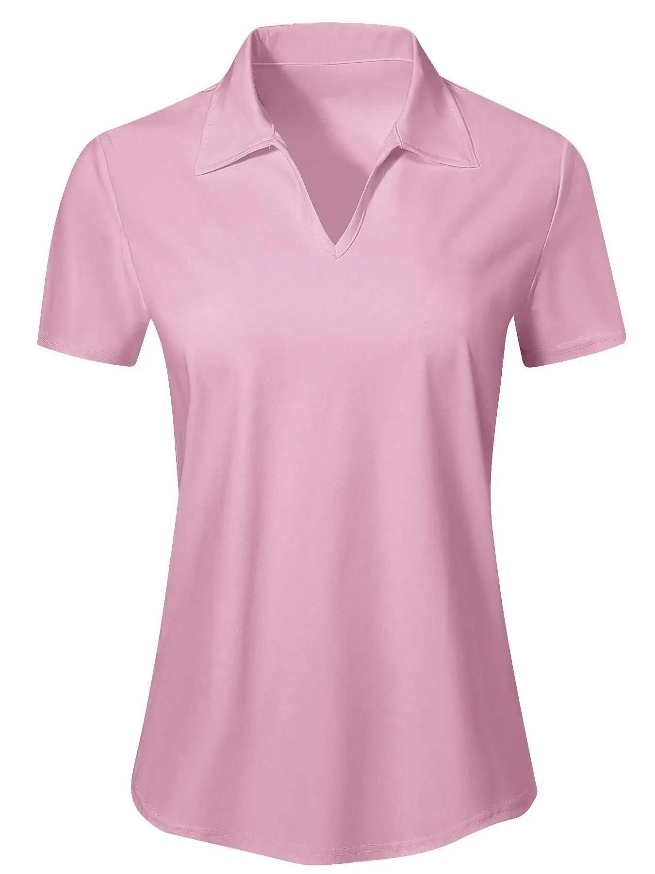 Women's Solid Color Sports Polo Shirt, Breathable Comfortable Short Sleeve Collared Top for Golf Baseball Tennis, Ladies Summer Sportswear