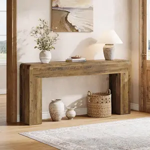 Tribesigns Rustic Wooden Console Table for Living Room, Extra Long Sofa Table, Farmhouse Style for Entryway and Hallway