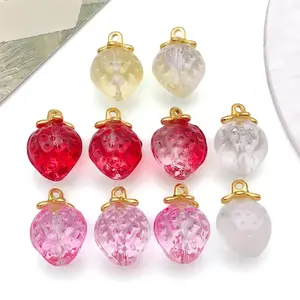 10pcs 12*18mm Glass Strawberry Charms Fruits Pendants for DIY Bracelets Necklaces Earrings Jewelry Making Accessories