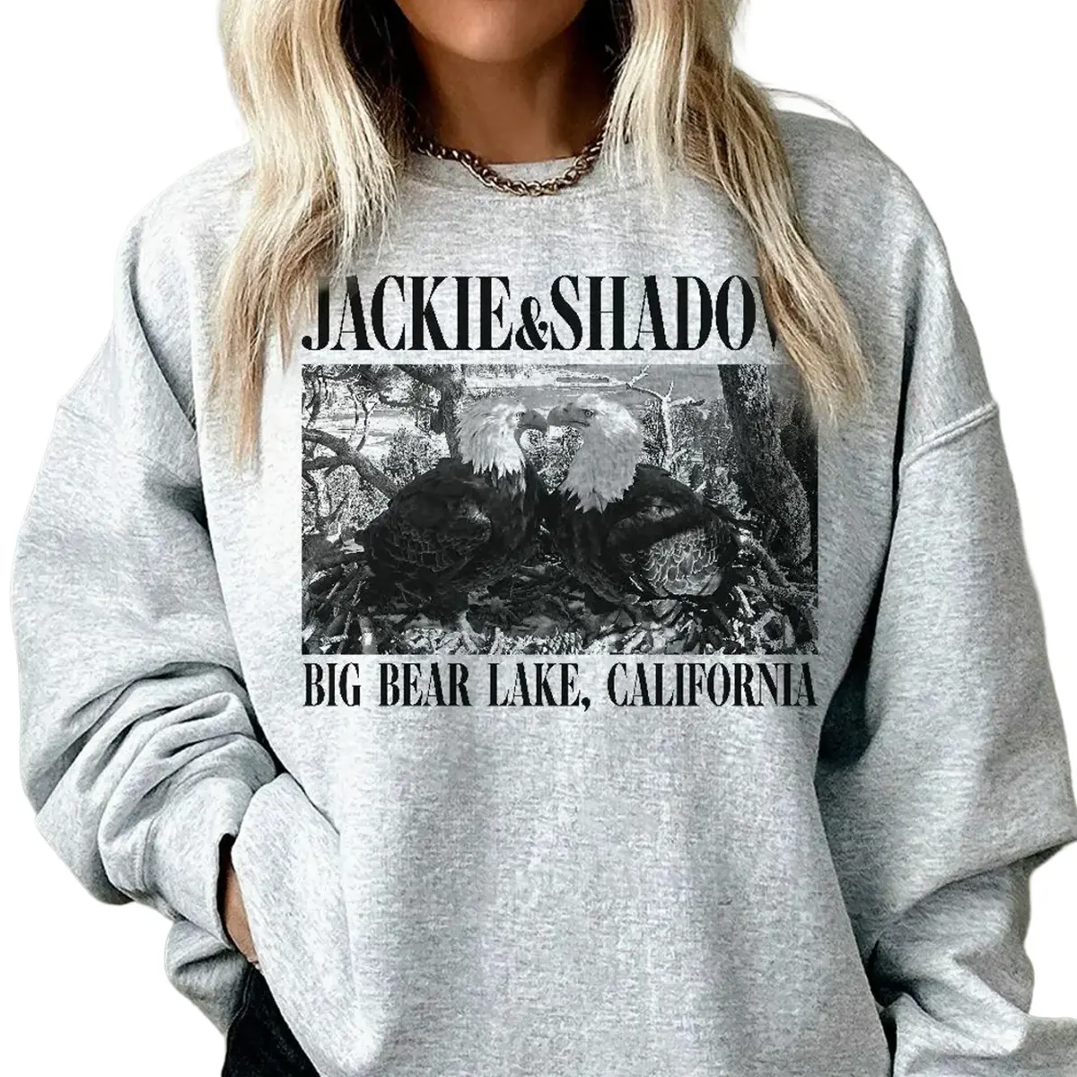 Jackie and Shadow Bald Eagle Sweatshirt, Big Bear Lake Eagles Graphic Sweater, California Wildlife Crewneck, Eagle Lover Gift, Nature Sweatshirt