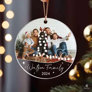 Custom Family Photo Christmas Pendant Personalized Xmas Family Picture Ornament Xmas Gift Ideas Family Photo Keepsake Gifts for Mom Family Friends