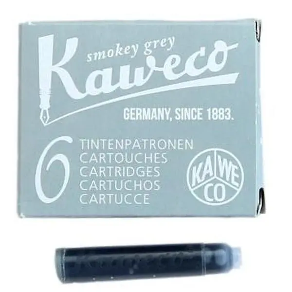 Kaweco Smokey Grey Fountain Pen Ink Cartridges - 6 Pieces Set Pack, 6 Cartridges Refill Supply for Office Stationery & Supplies, Fountain Pens