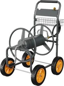 Heavy Duty Water Hose Reel Cart with Wheels,300ft Hose Capacity with Pre-Installed Hose Guide,Easy Assemble Outdoor Garden Hose Cart for Lawn,Yard,Patio,Car Washing
