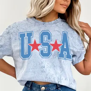VINTAGE USA, 4TH OF JULY SHIRT, USA DOUBLE STAR SHIRT, 4TH OF JULY MEN SHIRT, UNISEX COTTON SHIRT, OVERSIZED HOLIDAY SUMMER SHIRT Comfort Fabric Top Womenswear Underwear Lady