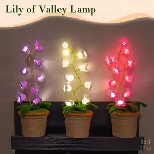 Handmade Crocheted  Lily of the Valley LED Lamp,Heartfelt Valentine's Day Gift, Mother's Day Gift, Handmade Floral Lamp, Bedside Night Light, Desktop Home Decoration