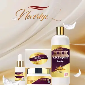Neverlye 3D Extreme Brighten Medium Set Skin Repair Kit with 3D Brighten Body 8.0Z & 3D Brighten Face Cream for Fairest Skin