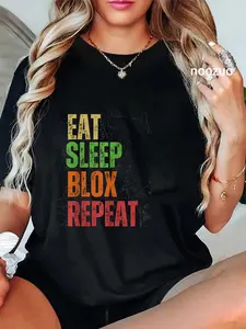 100% Cotton Blox Gaming Tee , Eat Sleep Blox Repeat , Robux , T-Shirt