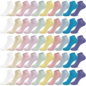 GENTLEAGU Women's Bamboo Viscose Ankle Socks -Soft, Breathable, Anti-Odor Thin Socks Casual 50 Pairs, Bulk Pack, Wholesale