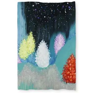 Begin Home Decor C1DCTXLW53W85C Mysterious Colorful Forest Twin Size Extra Long Duvet Cover - White Landscapes Decor