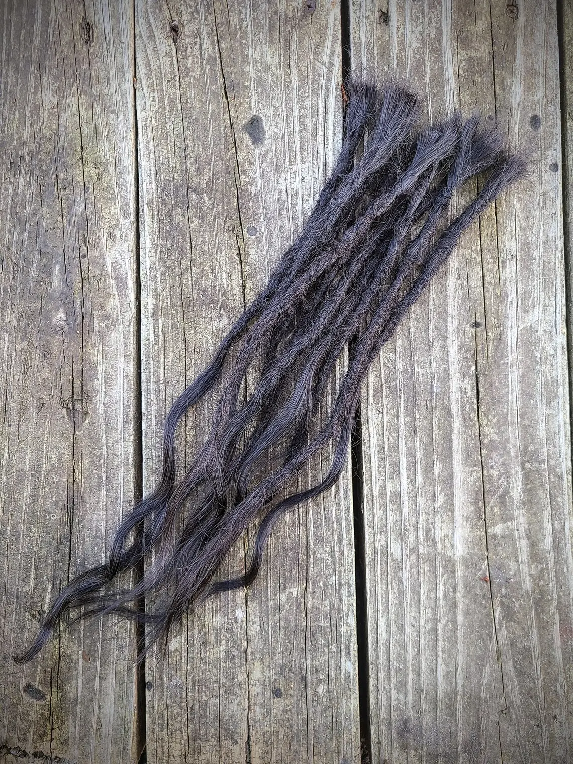Black Straight Human Hair Loc Extensions-Bundle of 10