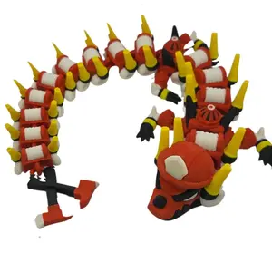 Firefighter 3d Printed Dragon - Red & White Color Scheme with Yellow Accents and Black Feet
