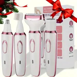 Women's 4 in 1 and 5 in 1 electric Shaving kit - USB rechargeable, stainless steel blade for face, nose, legs and bikini area - the perfect gift for her