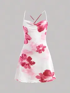 Tweengirl Vacation Floral Print Criss-Cross Cami Cute Fitted Mini Dress Summer Dress Floral Dress Summer Outfit Island Outfit Hawaiian Dress