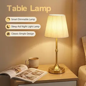 French Fabric Bedside Lamp, Creative Vintage Charging Table Light, Bedroom Decor Desk Lamp, Retro Style Nightstand Lighting, Battery Lamp, Adjustable Light