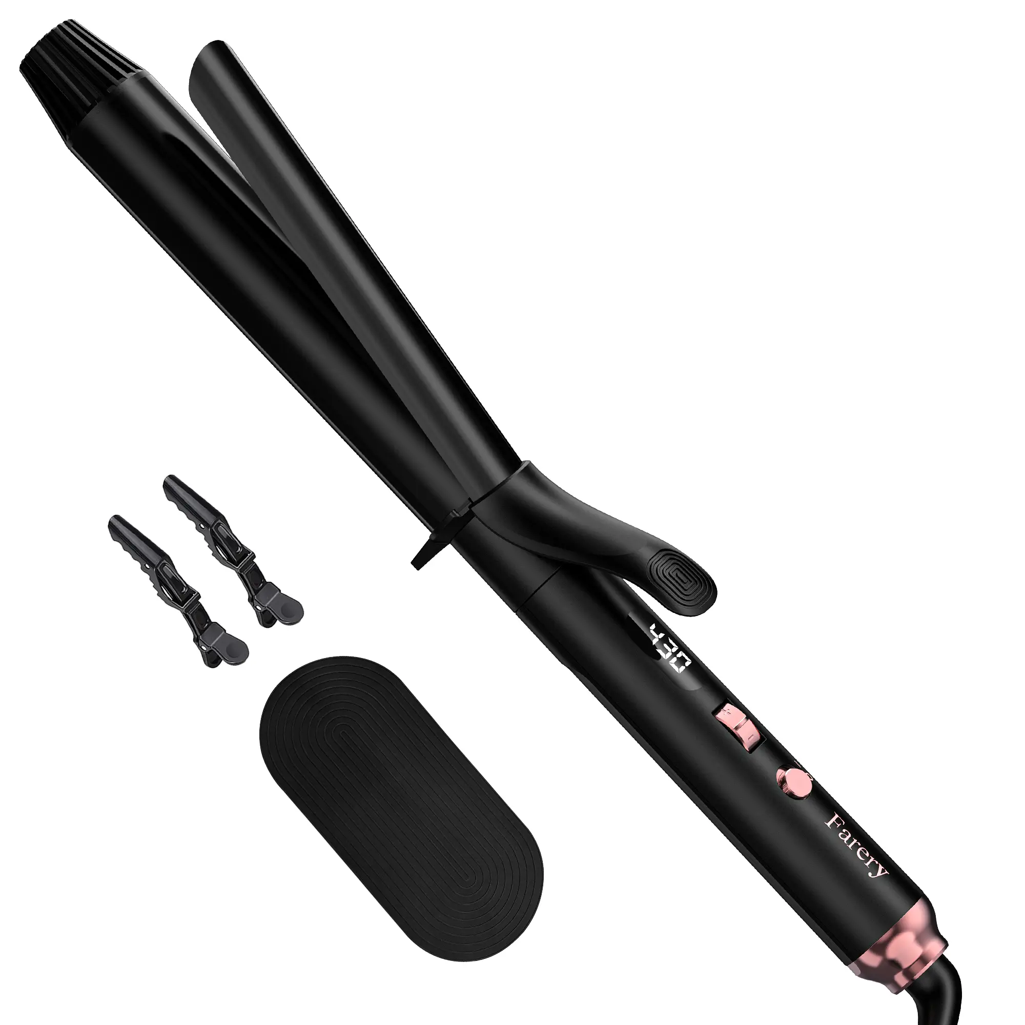 Farery Long Barrel Curling Iron 1.25 inch, 11 Adjustable Temp, Include Clips & Silicone Pad, Comfort Farery Long Barrel Curling Iron 1.25 inch, 11 Adjustable Temp, Include Clips & Silicone Pad, Comfort